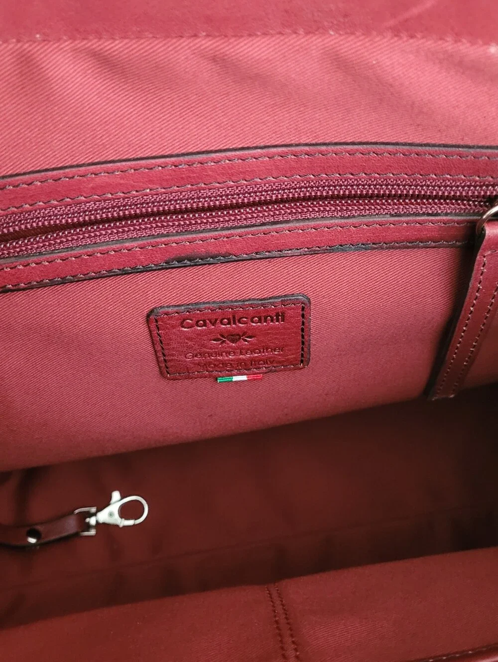 CAVALCANTI ITALIAN DESIGNER WINE BURGUNDY LEATHER SATCHEL SHOULDER TOTE BAG NWT